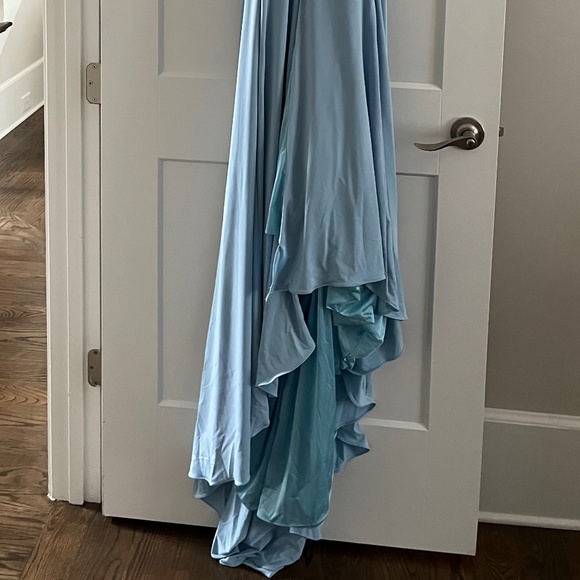 Long Formal Blue Dress (new with tags) Spaghetti Straps, Split-Front, Backless, - Picture 7 of 14